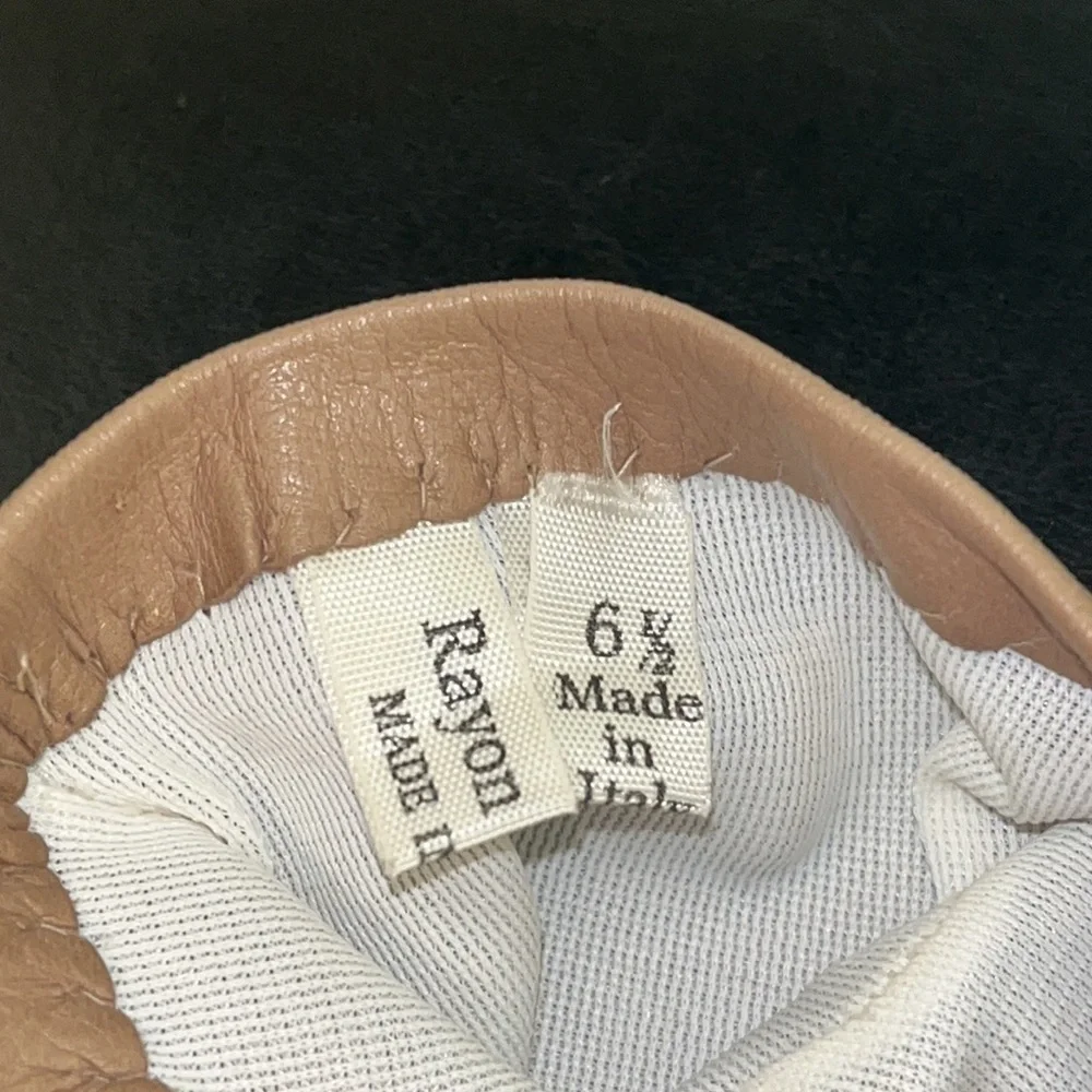 Rayon Gloves Made in Italy size 6 1/2 color is tan